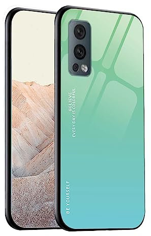 WEIOU Cover per OnePlus Nord 2 5G, Slim Laureato Custodia Posteriore in Vetro Temperato 9H, Bordo in TPU Bumper in Silicone Protettiva Case - 6