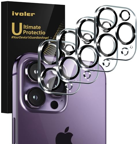 ivoler 4-Pack Camera Lens Protector for iPhone 14 Pro Max /15 Pro Max/ 16 Pro Max 6.9'',iPhone 15 Pro/14 Pro 6.1'' /16 Pro 6.3 ''Tempered Glass Camera lens Screen Protector Camera Cover Case Friendly