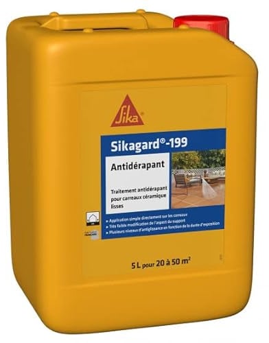 Sika - Trattamento antiscivolo - Sikagard-199 Antiscivolo - Per piastrelle lisce in terrazze, piscina, gradini per scale, ringhiere di accesso - Interni ed esterni - Pronto all'uso - 5L