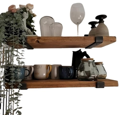 Urban Reclamation Wall Shelf Handmade with Rustic Solid Wood, Reclaimed Timber Shelf, Perfect for Kitchen, Bathroom, Decor, Farmhouse, and Bedroom