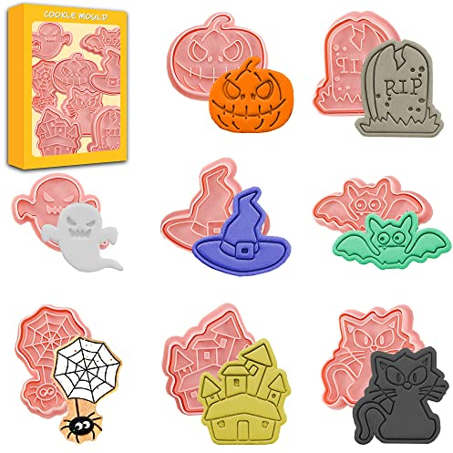 8 Pezzi Tagliabiscotti Halloween,Stampi Biscotti Halloween,Formine Halloween Per Biscotti,Taglia Biscotti Halloween,Stampi Per Biscotti Halloween,Formine Biscotti Halloween (Halloween-A)