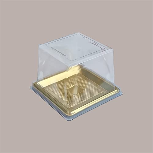 Lucgel Mini Vassoio Quadrato Oro Medorino Monoporzione Finger Food 95x95mm con Coperchio Trasparente H 70 mm - 100 pezzi -
