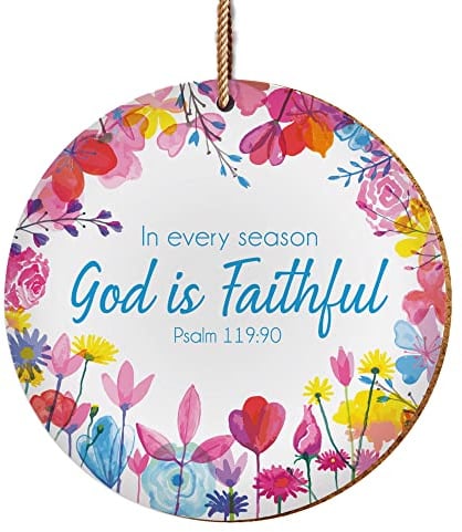 Christian Hanging Decoration or Coaster, Scripture, Faithful | Christian decorations for the home; religious ceramic ornaments; baptism, confirmation or birthday gift; Bible verse plaque