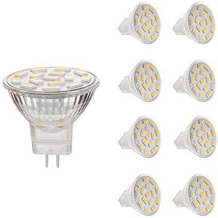 AHEVO 3.5W MR11 GU4.0 LED Light Bulbs, Equivalent to 25-35W Halogen Lamps, GU4.0 Base AC/DC 12V, 350 LM, 120° Flood Beam, 3000K Warm White, Recessed Lighting, Track Lighting, Pack of 8
