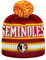 Zephyr NCAA Team Color-Retro Logo -Cuffed Knit Skully Beanie Pom Hat-Florida State-One Size Fits Most