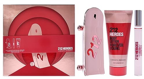 HERRERA 212 HEROES SET: EDP SPRAY 80ML + BODY LOTION 100ML + ROLLON 10 ML