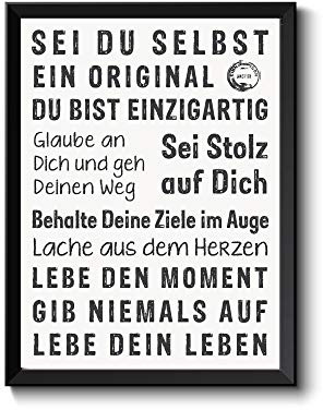 wohnstil Mut POSTER Sei wie Du bist, sei stolz auf Dich | Bild Ziele behalten, Motivation Mut | Kunstdruck mit Größen- und Rahmenwahl
