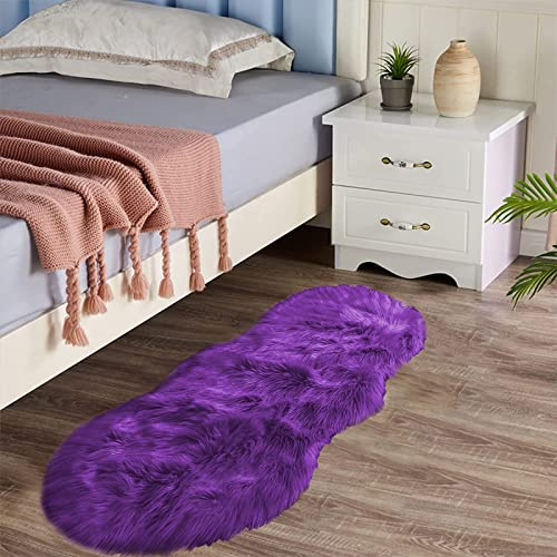 Latepis Tappeto soffice per camera da letto 2x4, tappeti shaggy viola lavabili in pelliccia sintetica di pecora, tappeto per soggiorno, tappeti shaggy e soffici per sedia del dormitorio, adorabile