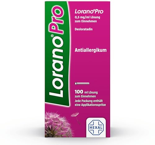 Lorano®Pro | Lösung | Gegen Allergiesymptome | 100 ml | Desloratadin | Nur 1x täglich, wirkt schnell, leicht dosierbar mit Dosierspritze, für die ganze Familie ab 2 Jahren