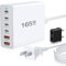 165W USB C Fast Charger, Agtray 6-Port GaN USB C Fast Charging Block Multiport Desktop Station Travel Power Adapter PD65W Laptop Charger for MacBook, iPad, iPhone 16 15 Pro, Galaxy S25 S24 A16, Pixel