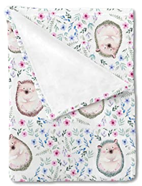 MYSLC Igel Blumen Tiere Babydecke Unisex Kinder Wohndecke Tagesdecke Decke Kuscheldecke Krabbeldecke Flanell Sofadecke für Kleinkinder Kinder Geschenk 150x203 cm