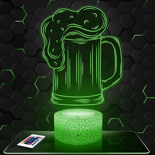 Lampephoto.fr Nachttischlampe - Touch-Nachtlicht Logo Bierkrug 3D-LED-Lampe Illusion, Geschenkidee Weihnachten Geburtstag Junge und Mädchen Nachttischlampe Kinder- oder Erwachsenenzimmer
