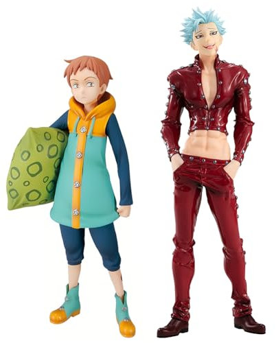 Zhongkaihua Seven Deadly Sins Ensemble de figurines King/Ban/Meliodas, Seven Deadly Sins Action Figures Anime Statue Modèle Ornement de Noël Collection