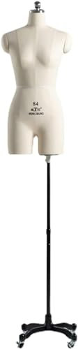 Damen Kleiderpuppe Schneiderpuppe Nähen Schaufensterpuppe mit Rädern,Weiblich Schneiderpuppe aus Styropor Verstellbare Höhe (White, Model 82)