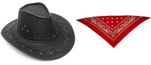ZZ DISFRAZZES Kit Hut und Halstuch Jeans Mützen für Karneval, Karneval, Halloween, Mottopartys und mehr in verschiedenen Designs (Erwachsene, Schwarz)