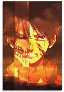 Attack on Titan Anime Role Eren Jaeger Art Poster Dekorative Malerei Leinwand Wandkunst Wohnzimmer Poster Schlafzimmer Malerei,Wandkunst Bilddruck Moderne Familienzimmer Dekor 16x24inch(40x60cm)