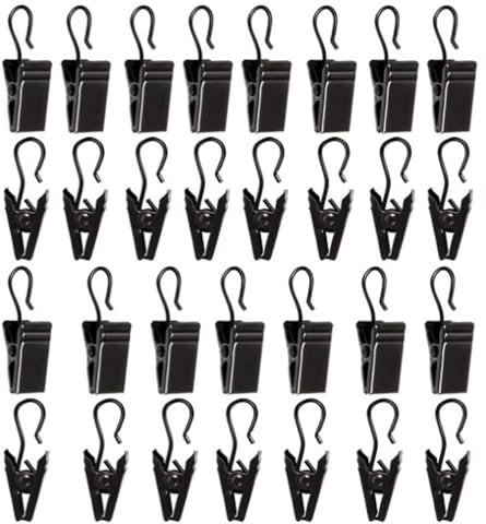 Mokife 30 Clip per Tendine con Gancio Piccole Mollette Metallo per Tende da Doccia Luci per Feste Fili per Esterni Fotografie Decorazioni per La Casa Espositori per Artigianato Artistico, Nero