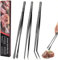 Orssmigs 3 Piezas Pinzas Cocina acero Inoxidable,Pinzas Barbacoa Profesionales acero Puntas Dentadas de Precisión Antideslizante Pinzas Chef para Alimentos, Cocinar, Asar, Barbacoa y Hornear
