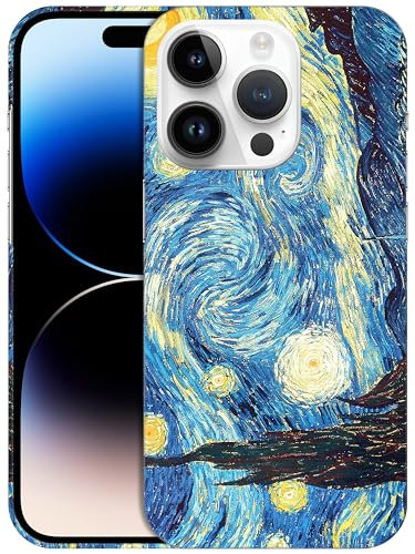 GlamCase for iPHone 14 Pro, iPHone 14 Pro Case - The Starry Night Design Printed Slim & Sleek Cute Plastic Hard Snap on Protective Designer Back Phone Case/Cover for iPHone 14 Pro White