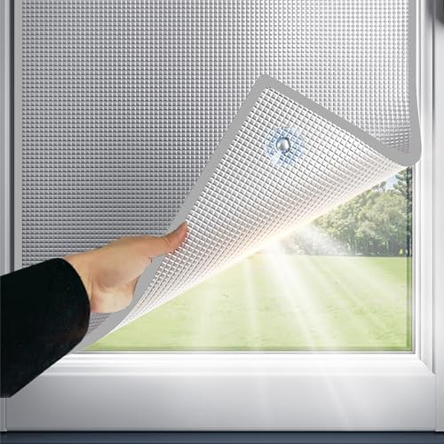 Sonnenschutzfolie Für Glasfenster 8mm Doppelte Aluminiumblasen-isolier Fensterfolien UV-Schutz Sonnenschutzfolie Mit Saugnäpfen Für Das Heimbüro,Garage(65x180cm)