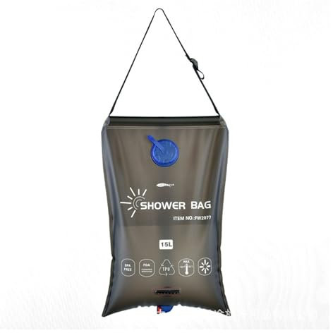 FREVEX Douche Solaire Camping 5L TPU, Eau Chaude 45°C Douche de Camping extérieur, Solaire Chauffe Sac de Douche de Sport Camping Randonée, Randonnée