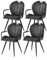KHG 4er Set Esszimmerstühle Armlehnstuhl Dunkelgrau, Mikrofaser in Wildlederoptik, Küchenstuhl, Polsterstuhl mit Armlehnen, Wohnzimmerstuhl, Design Stuhl Gestell aus Metall