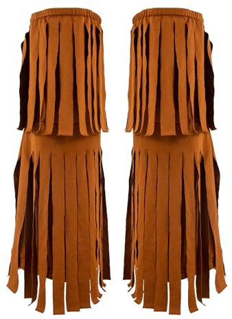 WEESTAAMO 1 Paar Damen Hippie Stiefelüberzüge Mit Fransen Hippie Kostümzubehör 60er Jahre-70er Jahre Quasten Beinwärmer Lange Beinsocken Geschenke 60er Jahre Fransen Beinwärmer