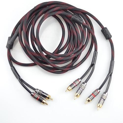 Unifizz 5ft Shielded RCA Splitter Subwoofer Stereo Audio Video Cable 2 Male to 4 Male Dual Speaker Y Adapter Connector Extension Cord 24k Gold Plated