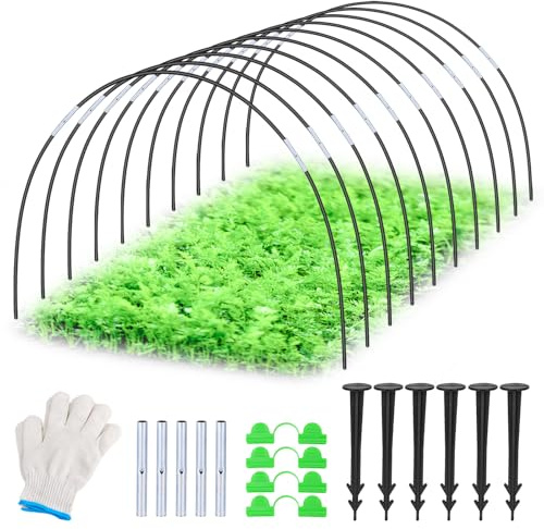Hysagtek 30Pcs Garden Hoops for Netting | Greenhouse Grow Tunnel for Raised Beds | Fiberglass Rustproof Plant Support Hoops for Veg Patch, Vegetables, Tomato & Strawberry