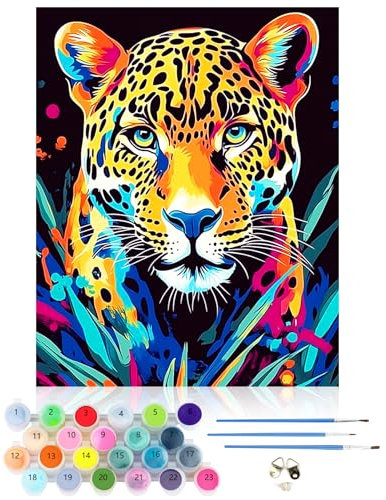 CEOVR Peinture Numero Adulte Kits,Léopard DIY Painting by Numbers,Numero D'art Adulte,Sans Cadre,40x50 cm,Animal