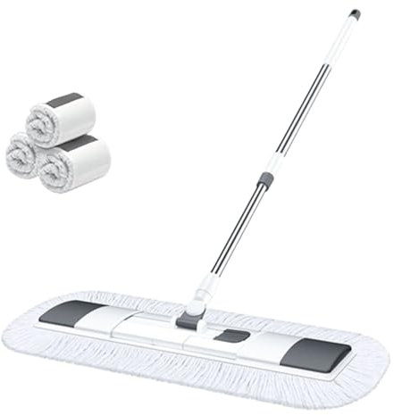 Mopa de fibra extraplana para escobas y mopas, limpieza de suelos laminados, de madera y baldosas, paño para suelos con mecanismo giratorio y tecnología swivel A,65 * 125 * 20cm