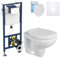 sanicomfort Hänge Wand WC-Komplettset spülrandlos mit Softclose-Sitz WC-Deckel + Vorwandelement + Schallschutz + Drückerplatte eckig