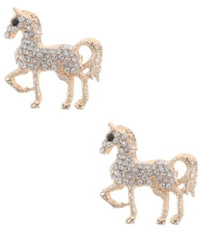 GALPADA 2st Pferde-tier-brosche Schutzdrahthülse Kleid Broschen Halloween-broschen Kit Halterungen Anhänger Schlüsselanhänger Faltbare Handfächer Mädchen Broschen Sieb Golden Strasssteine