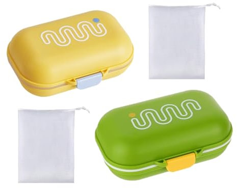 4 Teile Seifenbox Reise Set Mit 2 Seifencontainern und 2 Seifen Sack Tragbare Seifendose Mit Deckel und Abtropfmatte wasserdichte Seifendose für Zuhause Reisen Schule