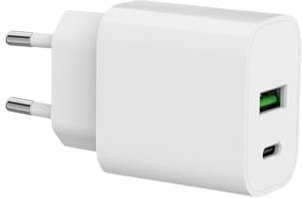 SPC 20W Fast Charger – Cargador de Pared 20W USB-C + USB-A | Power Delivery | Carga rápida y Segura para móviles, Tablets y Accesorios | Compatible con iPhone, Samsung, SPC, Xiaomi y más - Blanco