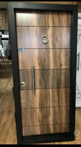 Portone blindato classe 3 pnnello esterno fresato Quercia Dorata pannello interno liscio Rovere DX