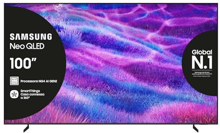 Samsung NeoQLED 4K Vision AI Smart TV 100'' QE100QN80FAUXZT Mini LED, NQ4 AI Gen2 Processor, 4K Upscaling,Dolby Atmos, Tecnologia Quantum Matrix Core, PACCHETTO INTRATTENIMENTO, 2025