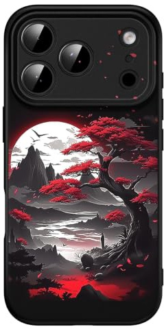 FEWGEY for 17 Pro Max Case Anime Compatible with Magsafe, Silicone Black Cute Japanese Anime Design Magnetic Shock Proof Heavy-Duty Protection Phone Case for Men Boys Women Girls