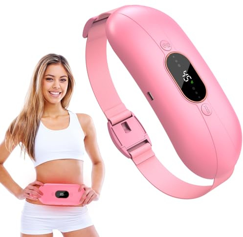 Perioden Wärmegürtel, Menstruations Wärmegürtel, Heizgürtel | USB Heizkissen Kabellos, 3-Wärmestufen und 3-Vibrations-Massage-Modi, Geschenke für Frauen und Mädchen (Hellrosa)