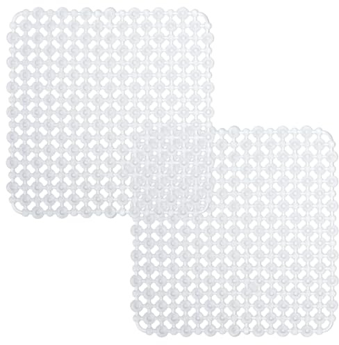 SLIAXINT 2 stycken diskhoinlägg, 27 x 27 cm PVC Kan skäras till handfat, droppmatta diskbänk, diskmatta för diskho, diskbänk, kökstillbehör för glasvaror, porslin, grönsaker (transparent)