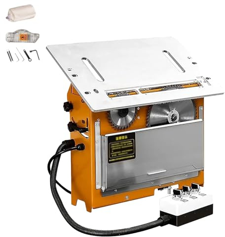 Portable Table Saw, 4500/13000 RPM Bench-Type Circular Saw, Adjustable Angle & Height, Dust Collection, Independent Motor for Woodworking and DIY Projects