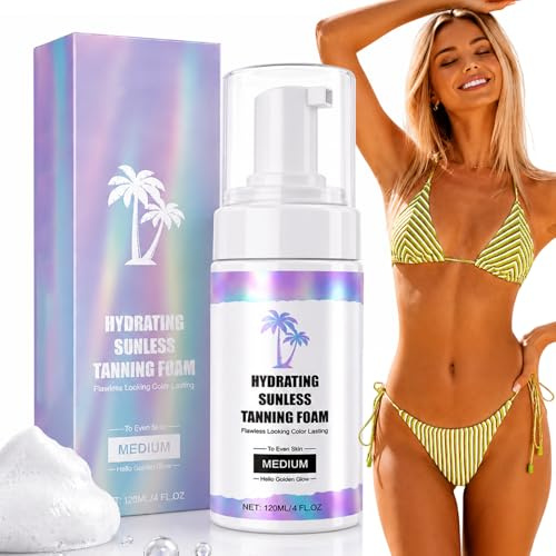 120 ml Selbstbräunungsmousse, Sofortbrünende Mousse, Keine Sonne Benötigt Pflegender Selbstbräuner, Schenkt Heller Haut eine Natürliche Wärme,Bronze Haut Schaffen für Gesicht und Körper