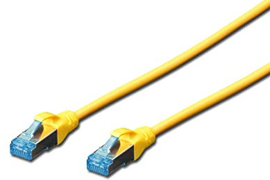 DIGITUS LAN Cable Cat 5e - 0.5m - RJ45 Network Cable - SF/UTP Shielded - Compatible with Cat-6 & Cat-6A - Yellow