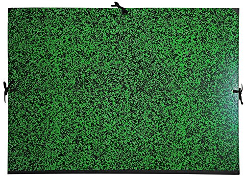 Exacompta 533000E Zeichenmappe Annonay für 50 x 75cm mit Verschlußband aus Stoff. Aus extra starkem Karton 3cm Rückenbreite schwarz-grün marmoriert ideal zum transportieren und aufbewahren