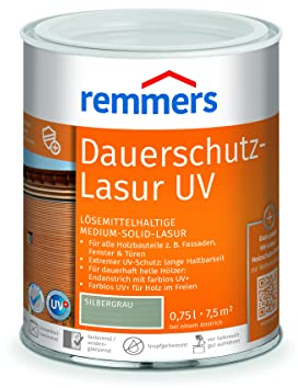 Remmers Dauerschutz-Lasur UV silbergrau, 0,75 Liter, Holz UV-Schutz für außen, auch für helle Farbtöne und farblos UV+, blockfest, wetterbeständig