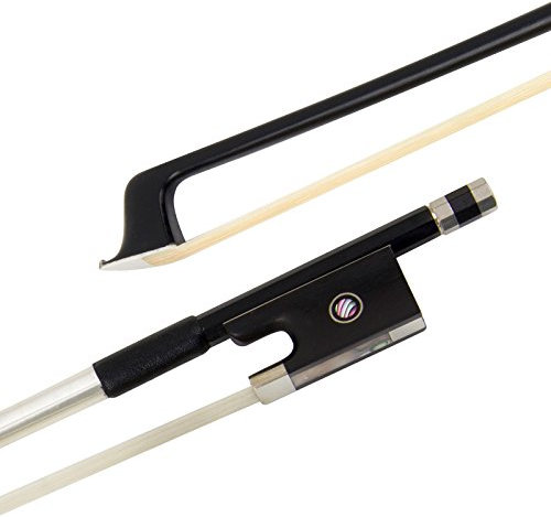 Kmise Geigenbogen Violinenbogen 4/4 Größe Kohlefaser Bogen für Geige Fiddle mit Mongolisch Rosshaar Ebenholzfrosch für Anfänger (Schwarz)