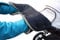 ByBoom - Handwärmer, Muff mit Fleece Innenseite, Universalgröße für Kinderwagen, Buggy, Radanhänger, Farbe:Schwarz/Grau