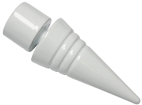 Gardinia Endknöpfe für Gardinenstangen, 2 x Endstück Spitze, Serie Chicago, Metall, Weiß, Durchmesser 20 mm, 11278, ø 20 mm