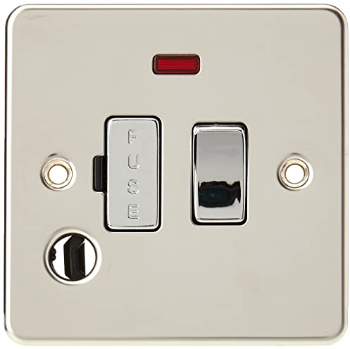 Knightsbridge FP6300FPC FPAV6300FPAVC Flat Plate 13A Switched Fused Spur Unit with Neon and Flex Outlet-Polished Chrome, 230 V