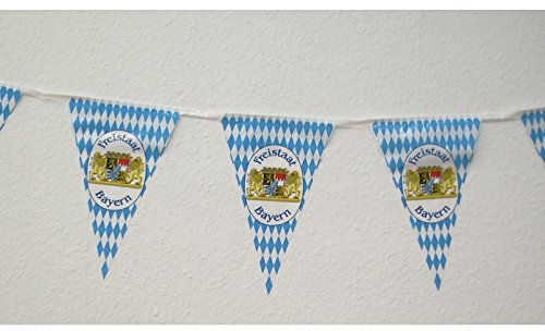 Everflag Wimpelkette Bayern mit Wappen, Kunststoff, 10 m